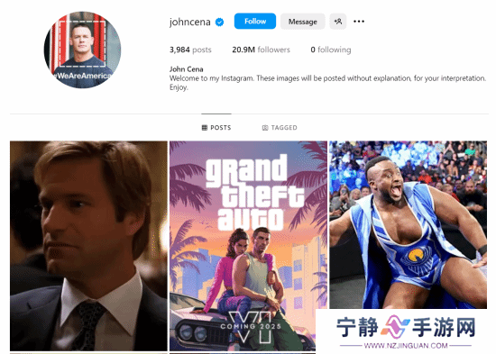 约翰·塞纳分享GTA6海报 玩家：暗示自己会参与游戏？